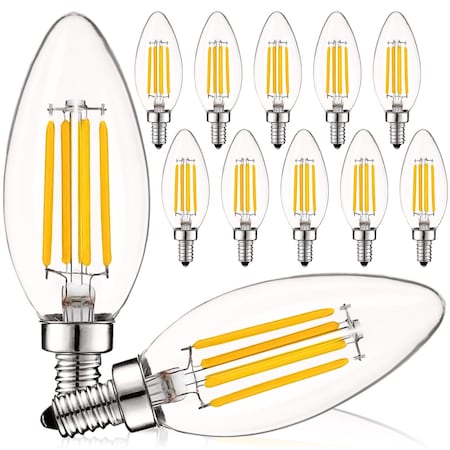 Luxrite B11 LED Light Bulb 5W (60W Equivalent) 550LM 5000K Bright White Dimmable E12 Candelabra Base 12-Pack LR21598-12PK